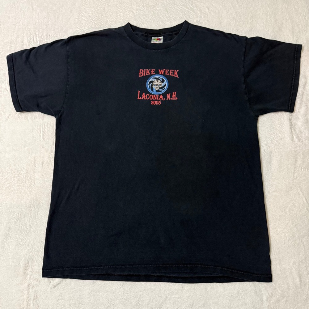 Fruit of the Loom T-Shirt Mens XL Black Laconia Bike Week 2005 Biker Graphic Tee